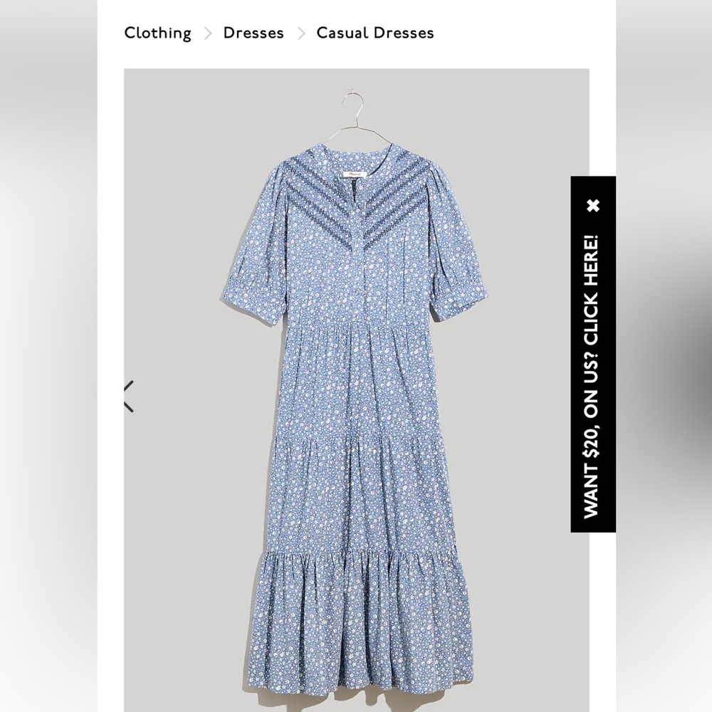 Madewell Embroidered Puff-Sleeve Midi Dress in Cottage Garden